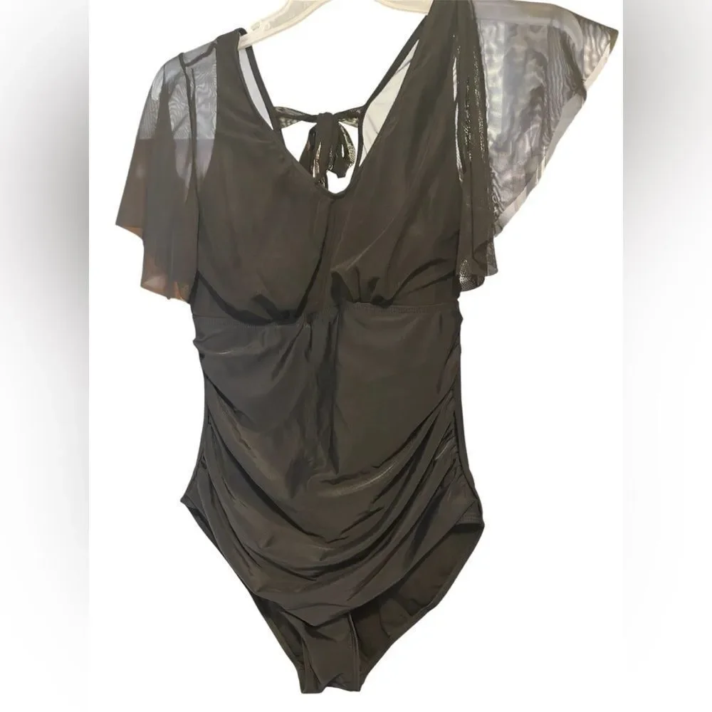 NWT BloomChic Black Swimsuit with Sheer Detail